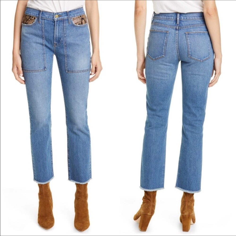 FRAME DENIM Rattler Le High Straight Python Snake